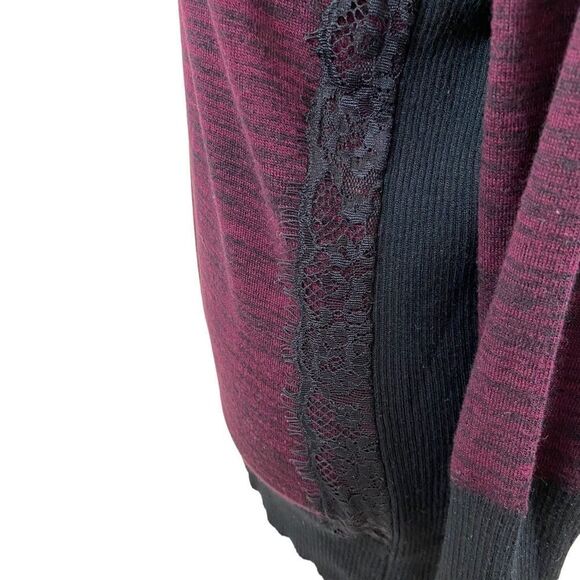 Apt. 9 Lace Detail Cowl Neck Sweater Bordeaux Marl Color Size Petite Large - Picture 4 of 11